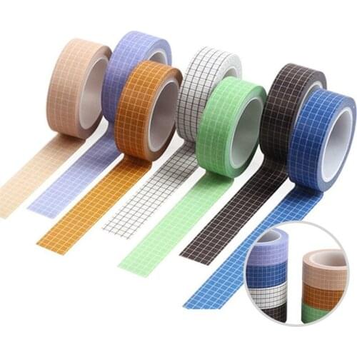 1Pc Solid Grid Washi Tape Japanese Paper DIY Planner Masking Tape Adhesive Tapes Stickers Decorative Stationery Tapes 10m