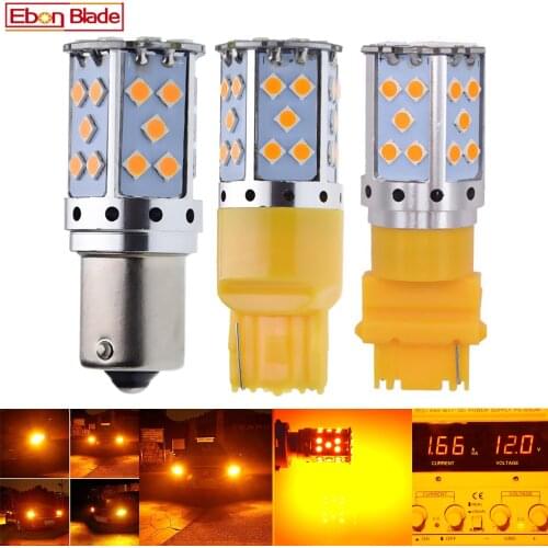 1Pcs Car LED Turn Signal Light Amber Yellow 1156 BA15S P21W BAU15S PY21W T20 7440 W21W 3156 No Hyper Flash Canbus Bulb Lamp 12V