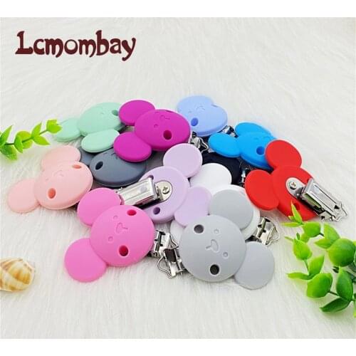 10pcs Cute Mickey Pacifier Clips Cartoon Silicone Soother Infant Nipples Holder Multi Color Clamp Dummy chain toys