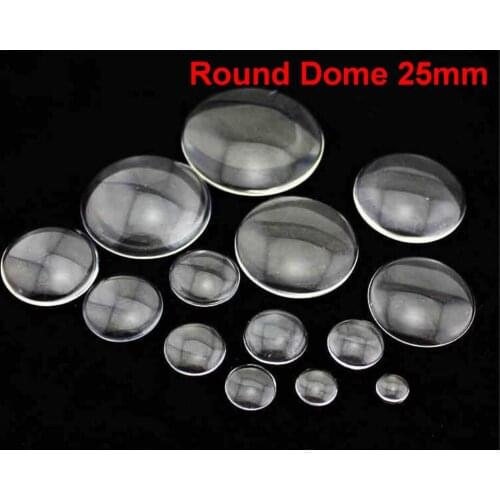 20 Transparent Round Flatback Glass Cabochon Dome 25mm
