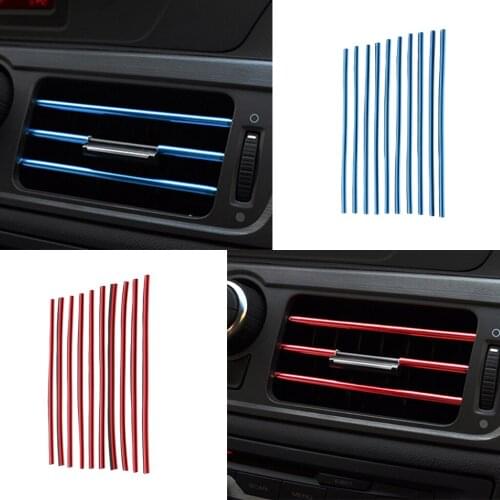 20pcs Car Styling Interior Parts Stickers Decoration Strip Moulding Car Door Dashboard Air Outlet Steering Strip Interior Decor