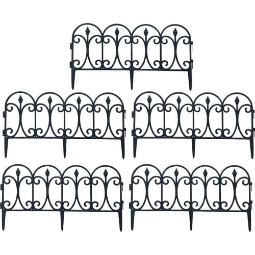 5pcs Garden Decorative Border Edging Barriers Outdoor Splicing Fences (Black 60cm x 33cm)