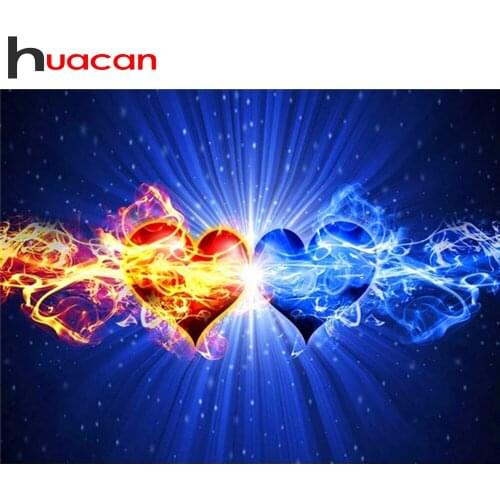 Huacan 5d DIY Diamond Painting Full Square/Round Heart Water And Fire Diamond Embroidery Beads Set Mosaic Love Landscape New