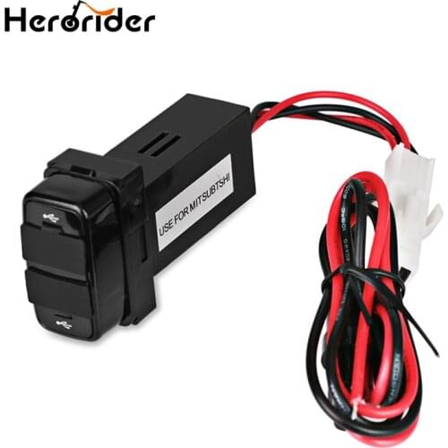 Herorider 5V 2.1A Dual USB Interface Socket Car Charger for MITSUBISHI Power Inverter Converter for GPS Cell Phone Charger