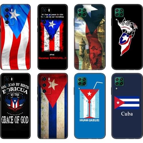 Black tpu Case For Huawei P30 Lite P30 Pro P40 Case For Huawei P40 LITE E P Smart 2020 Case Cover Cuba flag Art