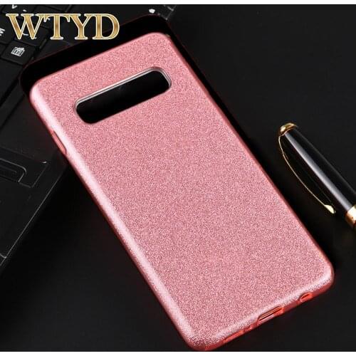 For Galaxy S10 Full Coverage TPU + PC Glittery Powder Protective Back Case
