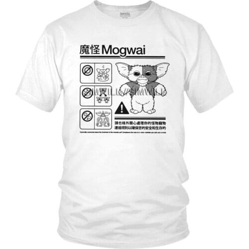 Gremlin Tshirts Men Stylish Tee Tops Cotton T Shirt Short Sleeve Gizmo 80s Movie Mogwai Monster Retro Sci Fi T-shirt Gift Idea