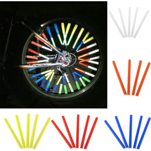 Set of 12 MTB Cycling Reflective Rod Bike Bicycle Spoke Reflector Clip on Wheel Rim
