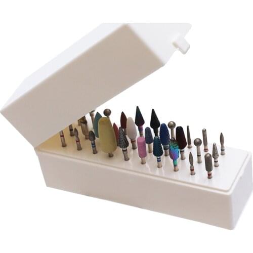 30 Slots Nail Drill Bits Storage Box Plastic Display For Drill Bit Acrylic Clear Holder Electric Machine Manicure Accessory