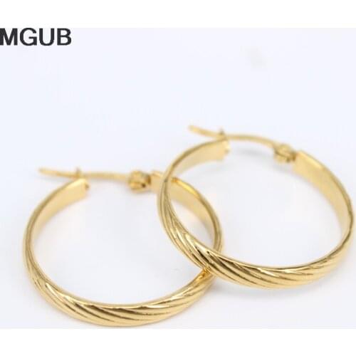 Stainless Steel Fashion Big Circle Hoop Earrings for Women Girls Hypoallergenic Jewelry Diameter 20-35MM LH845