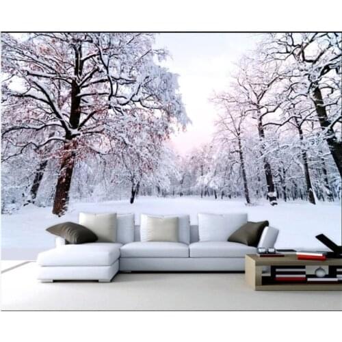 Custom mural on the wall 3d photo wallpaper HD winter forest snow scene living room wallpaper for wall 3 d home decorin rolls