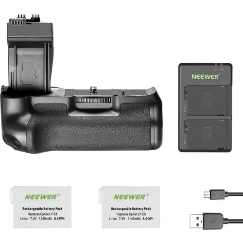 Neewer BG-E8 Replacement Battery Grip for Canon EOS 550D 600D 650D 700D Rebel T2i T3i T4i T5i DSLR Cameras, Come with 2 Battery