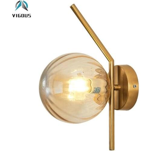 Nordic Bedroom Led Wall Lamp E27 Glass Globe Wall Scones Modern Bed Light Indoor Light Fixtures Lustre Lamp