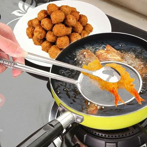 New Stainless Steel Multi-functional Food Filter With Clip Mesh Strainer Spoon BBQ Fried Food Oil Strainer Clip Kitchen Tool