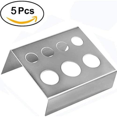 Tattoo Ink Cup Holder Stand - 5PCS Professional 7 Holes Stainless Steel Tattoo Ink Cup Bracket Pigment Cap Holder for Makeup