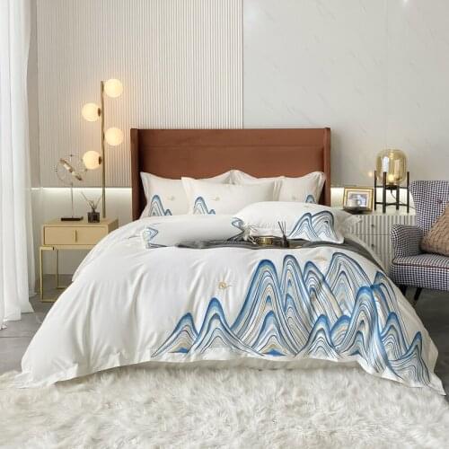 Luxury Embroidered Bedding Set 600TC Egyptian Cotton Silky Soft Queen King Size Sheet Pillowcases Duvet Cover Set 4pcs for Home