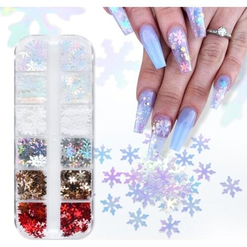Snow Flake Nail Art Glitter Sequin Manicure Snowflakes DIY Nail Design Charms Jewlery For Nails Accessories Decoration Decal