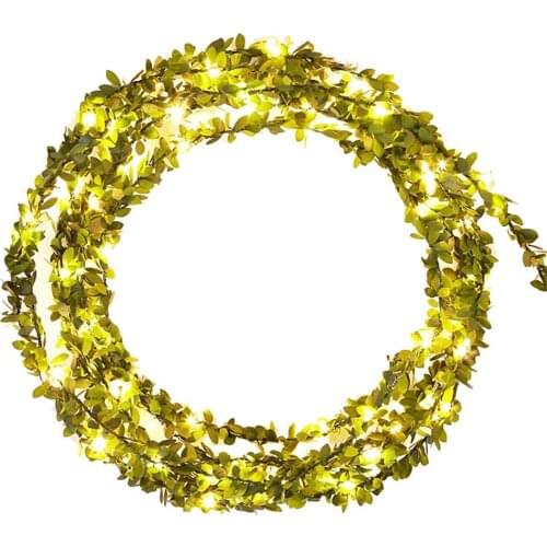 LED String Vine Green Leaf LED 20leds 30leds 50leds 100leds Lights String Home Birthday Garland Christmas Tree Decoration Light