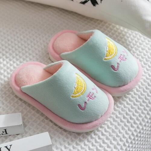 Fruit Kids Slippers for Toddler Boys Indoor Shoes Baby Girl Fur Slides Cotton Flip Flop Warm Winter House Children Slipper