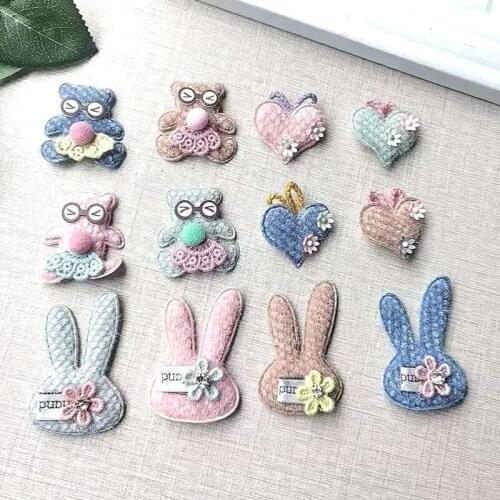 10pcs Cartoon Rabbit Pads Patches Appliques for Craft Clothes Sewing Supplies DIY Hair Clip Accessories