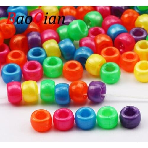 100/200/300/400/500pcs Acrylic Random Mix Color Charm Round Spacer Beads For Jewelry Making DIY Pendant Decoration 6x9mm