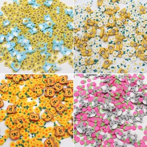 100g/Lot Multi Animals Clay Slices Soft Pottery Cute Cat Bear Sprinkles for DIY Crafts Filling Accessories