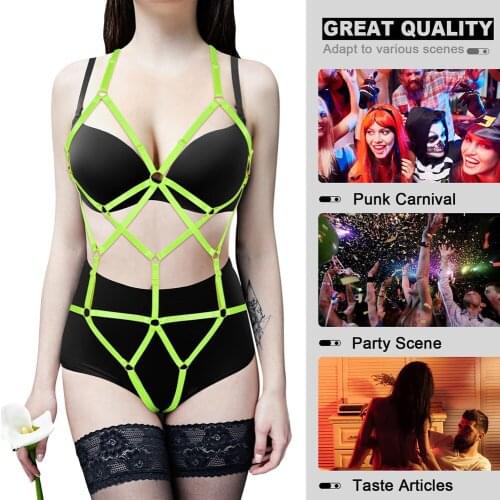Fetish Hollow Bra Punk Corset 2 Pc Set Leather Harness Underwear Garter Belt Sexy Women Body Bondage Straps Chest Pole Dance