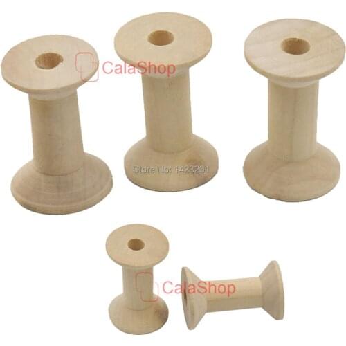 20 Pcs / Lot Wooden Empty Thread Spools log manual Natural Cylinder Craft Round Ribbons lace