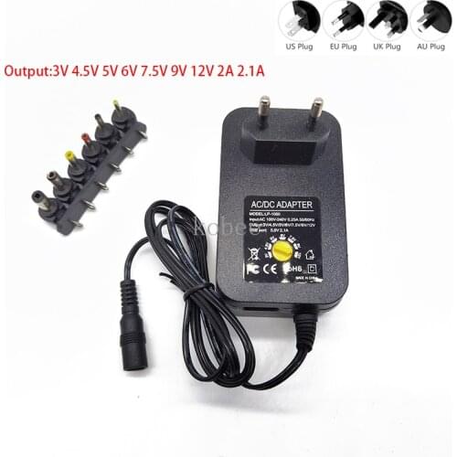 3V 4.5V 5V 6V 7.5V 9V 12V 2A 2.5A AC/DC Adapter Adjustable Power Supply Universal Adaptor Charger for LED Light Bulb Strip CCTV