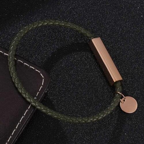 Trendy Green Leather Bracelet Women Bracelet & Bangle Rope Chain Charm Women Jewelry Gift BB0731