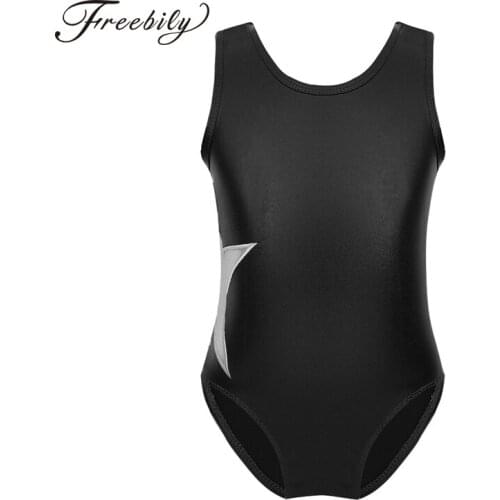 Kids Teen One-piece Shiny Stars Ballet Leotard Girls Professional Gymnastics Leotard Sports Bodysuit Child Practice Dancewear