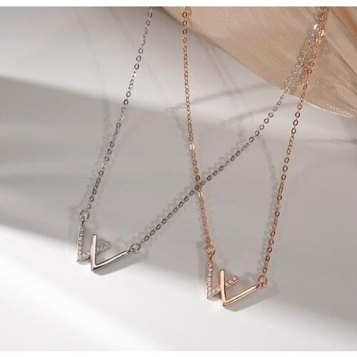 New Minimalist Zirconia Letter W Pendant Necklace Rose Gold Two Of The WW Letter Clavicle Chain Necklace For Women Girl Gift