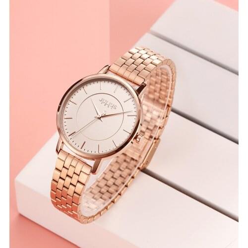 Big Julius Mens Watch Lady Womens Watch Japan Quartz Elegant Fashion Hours Steel Bracelet Chain Girls Boys Birthday Gift Box