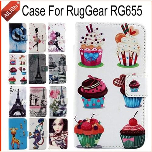 AiLiShi Case For RugGear RG655 Luxury Flip Painted Leather Case RG655 RugGear Exclusive 100% Special Phone Cover Skin+Tracking