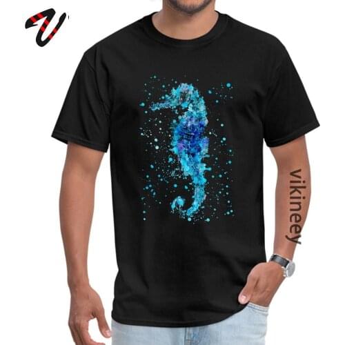 Blue Seahorse Pure Cotton Mens General Sleeve Tops & Tees Family Summer Fall Top T-shirts Unique Tees Coupons Imagine Dragons