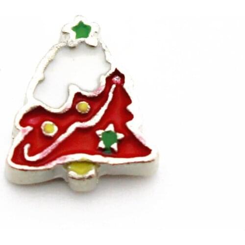 Hot selling 10pcs/lot cute christmas trees floating charms living glass memory lockets diy animal Accessory charms jewelry