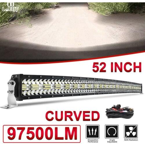 CO LIGHT 12D 52'' Curved Led Light Bar 97500LM 3-Rows Combo Led Work Light Bar for Driving Offroad Car Truck 4x4 SUV ATV 12V 24V