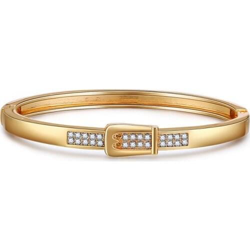 ORNAPEADIA Classic Ladies Bracelet for Women Belt Shape Crystal Boutique Alloy Bracelet Hot Selling Jewelry Cuff Bangles