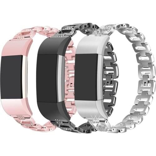 Metal Strap For Fitbit Charge 2 Band Diamond Stainless Steel Chained Replacement Bracelet Shiny Watch Band For Fit bit Charge2