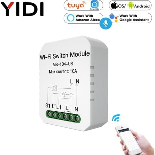 Mini DIY WiFi Smart Light Switch Module, Smart Life/Tuya App Voice Remote Control 2/3 Way 1 Gang US Breaker, Alexa Google Home