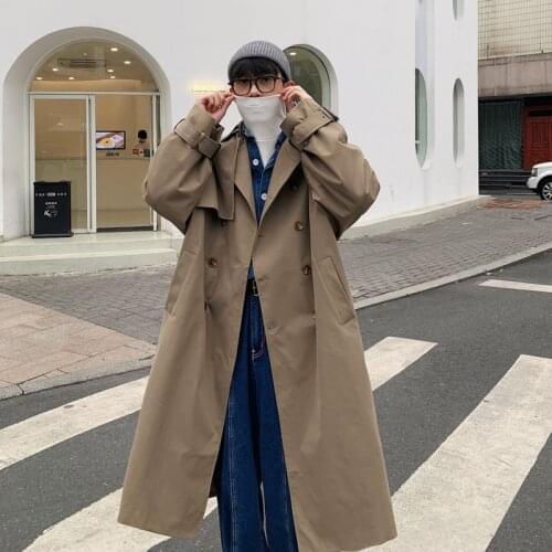 Autumn Trench Coat Mens Fashion Casual Long Coat Men Streetwear Korean Loose Oversize Windbreaker Jacket Mens Overcoat M-5XL