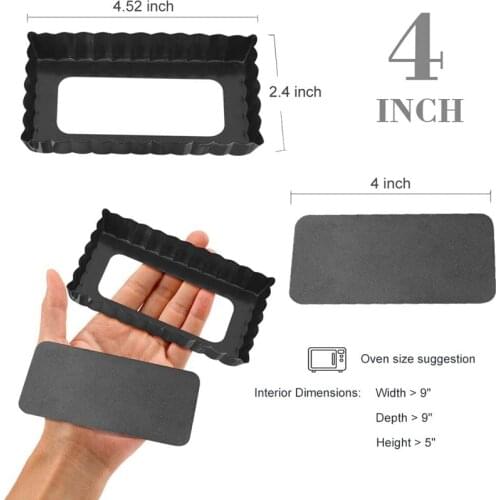 6 Pack Tart Quiche Pan Set Nonstick Removable Loose Bottom Mini Heavy Duty Fluted Pie Cheesecake Molds