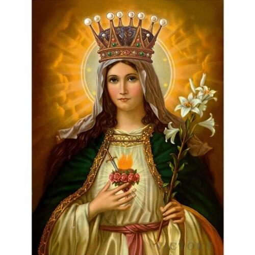 Diy Diamond Painting Religious Icon Full Square Diamond Mary Goddess Poster Embroidery Cross Stitch Mosaic Home Decor Gift