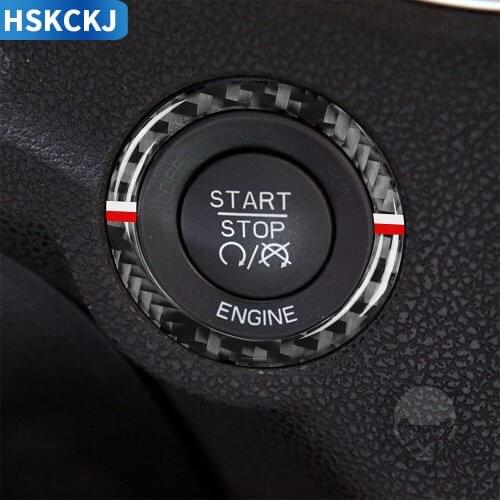 For Dodge Charger 2011 2012 2013 2014 Carbon Fiber Stickers Engine Start Stop Button Ring Power Switch Interiors Car Accessories