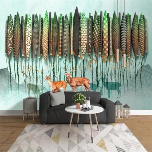 Custom size modern stereo abstract forest elk 3D wall paper living room home decor mural bedroom decor self-adhesive wallpaper