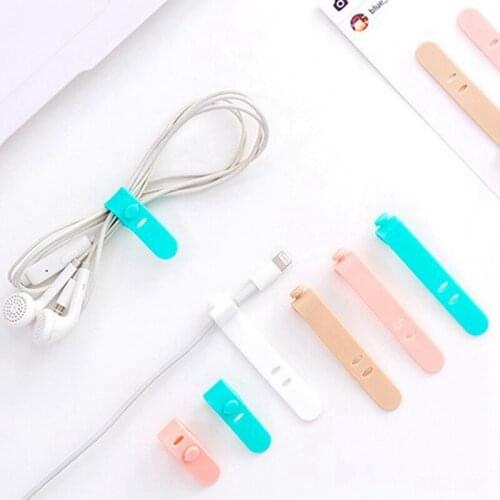 4Pcs/Lot Silicone Reusable Cord Organizer Cable Winder Headphone Cord Organizer USB Cable Earphone Holder Office Storage