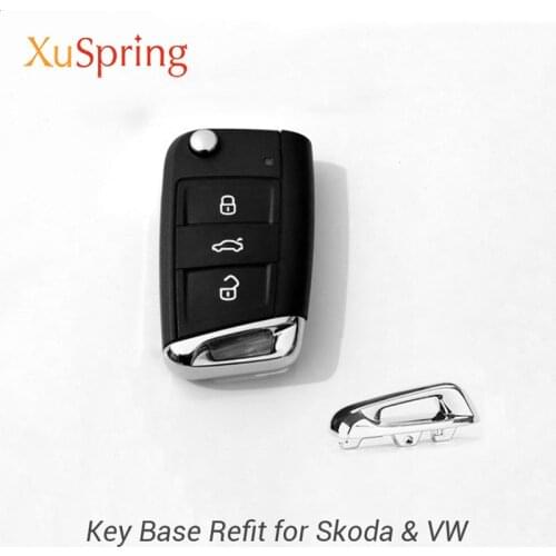 XuSpring Zinc Alloy Car Key Base Refit Keys Trim Garnish Strips Car styling accessories For Skoda Karoq 2017 2018 2019