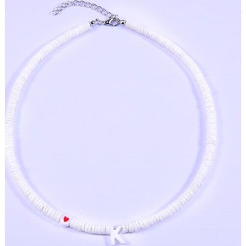 Natural Shell Letter Necklace for Women Vintage Fashion Heart Boho Custom Name Choker Chain on the Neck Pendants Jewelry