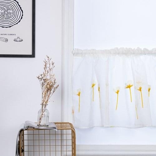 Sheer lace kitchen curtains White or Ivory - Brand new Embroidery Curtains Tulle Rod Pocket Curtain 100*50Tulle Panel DL053#30
