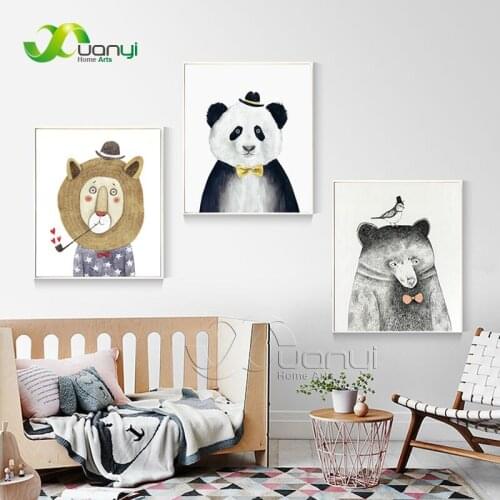 Nordic Poster Decoration Abstract Painting Animal Lion Bear Panda Art Print Wall Picture For Living Room Prints Unframed BEI0003